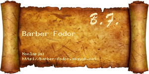 Barber Fodor névjegykártya